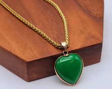 Load image into Gallery viewer, Jade Natural Choker Necklace Gold Tone Good Luck•Fortune