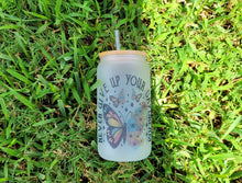 Load image into Gallery viewer, Never Give Up Your Day Dream Beer Can Glass | Boho Butterfly Coffee Glass