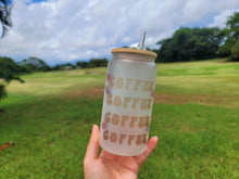 Load image into Gallery viewer, Coffee & Coffee Beer Can Glass | Boho Coffee Glass | Aesthetic Coffee Glass | 16 oz