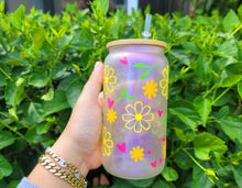 Load image into Gallery viewer, Glittery & Shiny Daisy Cup Iced Coffee Cup Glass