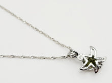 Load image into Gallery viewer, 100% Genuine Natural Moldavite Star Locker Necklace Silver Tone