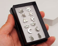 Load image into Gallery viewer, Surgical steel stud earrings set | tarnish free earrings Hypoallergenic earrings