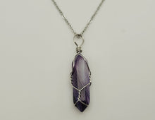 Load image into Gallery viewer, Elegant Silver-Tone Purple Agate Point Necklace - Perfect Gift for her For him