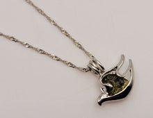 Load image into Gallery viewer, 100% Genuine Natural Moldavite Dove Locker Necklace Silver Tone