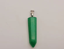 Load image into Gallery viewer, Jade Natural Point Necklace Silver Tone Necklace- Good Luck•Fortune