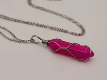 Load image into Gallery viewer, Natural Handmade Crystal Necklace Silver Tone Agate, Pink Agate,