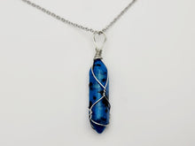 Load image into Gallery viewer, Blue Dalmation Jasper Handmade Point Necklace Silver Tone