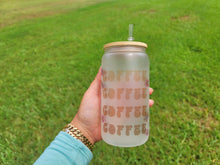 Load image into Gallery viewer, Coffee & Coffee Beer Can Glass | Boho Coffee Glass | Aesthetic Coffee Glass | 16 oz