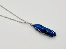 Load image into Gallery viewer, Blue Dalmation Jasper Handmade Point Necklace Silver Tone