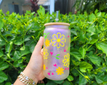 Load image into Gallery viewer, Glittery & Shiny Daisy Cup Iced Coffee Cup Glass