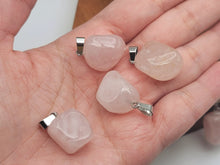 Load image into Gallery viewer, Crystal Necklace Silver Tone Irregular Shaped Rose Quartz Healing Crystal