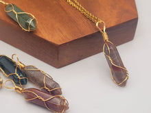 Load image into Gallery viewer, Indian Agate Point Necklace Gold Wire Wrapped Healing Crystal Point