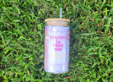 Load image into Gallery viewer, Daisy Cup Iced Coffee Cup Glass - Retro Flower Glass Jar - Believe