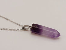 Load image into Gallery viewer, Silver Tone Amethyst Point Necklace - Daily Wear, Perfect Gift for Her or Him Unisex,