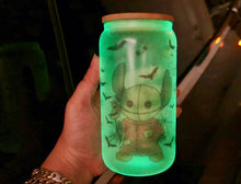 Load image into Gallery viewer, Spooky Glow in dark UV Activated Glow Beer Can Glass |Aesthetic Coffee