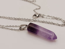 Load image into Gallery viewer, Silver Tone Amethyst Point Necklace - Daily Wear, Perfect Gift for Her or Him Unisex,
