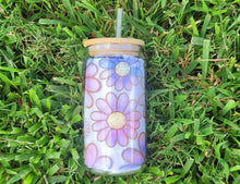 Load image into Gallery viewer, Daisy Cup Iced Coffee Cup Glass - Retro Flower Glass Jar - Believe