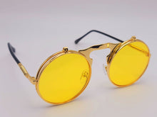 Load image into Gallery viewer, Steampunk Goggles Glasses Round Sunglasses Emo Retro Vintage Yellow