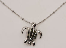 Load image into Gallery viewer, 100% Genuine Natural Moldavite Turtle Locker Necklace Silver Tone