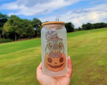 Load image into Gallery viewer, Spooky Glow in dark UV Activated Glow Beer Can Glass |Aesthetic Coffee Glass| 16 oz Halloween Coffee