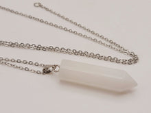 Load image into Gallery viewer, Elegant Milky Quartz Point Necklace - 18 Inches Silver Tone