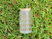 Load image into Gallery viewer, Coffee & Coffee Beer Can Glass | Boho Coffee Glass | Aesthetic Coffee Glass | 16 oz