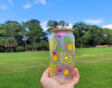 Load image into Gallery viewer, Glittery & Shiny Daisy Cup Iced Coffee Cup Glass