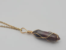 Load image into Gallery viewer, Indian Agate Point Necklace Gold Wire Wrapped Healing Crystal Point
