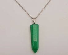 Load image into Gallery viewer, Jade Natural Point Necklace Silver Tone Necklace- Good Luck•Fortune