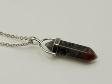 Load image into Gallery viewer, Crystal Necklace Blood Stone Healing Crystal Necklace Silver tone