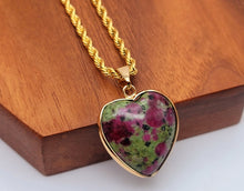 Load image into Gallery viewer, Crystal choker heart Necklace Blood Stone Healing Crystal Golden tone