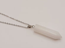 Load image into Gallery viewer, Elegant Milky Quartz Point Necklace - 18 Inches Silver Tone