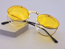 Load image into Gallery viewer, Steampunk Goggles Glasses Round Sunglasses Emo Retro Vintage Yellow
