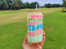 Load image into Gallery viewer, Positive Beer Can Glass |Floral Beer Can Glass |Aesthetic Coffee Glass| Color Changing