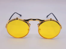 Load image into Gallery viewer, Steampunk Goggles Glasses Round Sunglasses Emo Retro Vintage Yellow