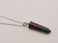 Load image into Gallery viewer, Crystal Necklace Blood Stone Healing Crystal Necklace Silver tone