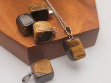 Load image into Gallery viewer, Crystal Necklace Silver Tone Irregular Shaped Tiger's Eye Healing Crystal