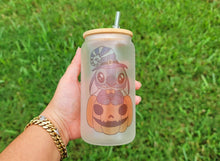 Load image into Gallery viewer, Spooky Glow in dark UV Activated Glow Beer Can Glass |Aesthetic Coffee Glass| 16 oz Halloween Coffee