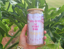 Load image into Gallery viewer, Daisy Cup Iced Coffee Cup Glass - Retro Flower Glass Jar - Believe