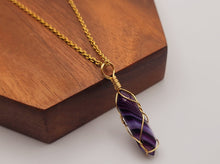 Load image into Gallery viewer, Elegant Silver-Tone Purple Agate Point Necklace - Perfect Gift for her For him