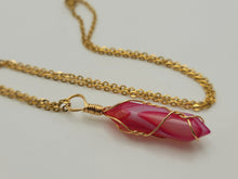 Load image into Gallery viewer, Natural Handmade Crystal Necklace Silver Tone Agate, Pink Agate,