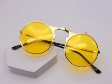 Load image into Gallery viewer, Steampunk Goggles Glasses Round Sunglasses Emo Retro Vintage Yellow