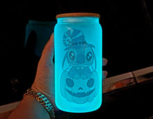 Load image into Gallery viewer, Spooky Glow in dark UV Activated Glow Beer Can Glass |Aesthetic Coffee Glass| 16 oz Halloween Coffee