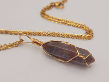 Load image into Gallery viewer, Indian Agate Point Necklace Gold Wire Wrapped Healing Crystal Point