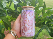Load image into Gallery viewer, Daisy Cup Iced Coffee Cup Glass - Retro Flower Glass Jar - Believe