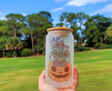 Load image into Gallery viewer, Spooky Glow in dark UV Activated Glow Beer Can Glass |Aesthetic Coffee Glass| 16 oz Halloween Coffee