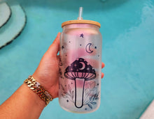 Load image into Gallery viewer, Mushroom Beer Can Glass | Boho Mushroom Coffee Glass | Aesthetic Coffee Glass | 16 oz