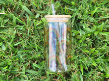 Load image into Gallery viewer, Rainbows & Hearts Cup Iced Coffee Cup Glass - Retro Glass Jar