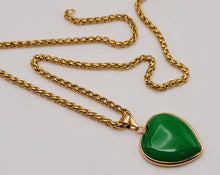 Load image into Gallery viewer, Jade Natural Choker Necklace Gold Tone Good Luck•Fortune