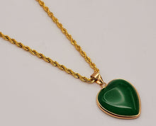 Load image into Gallery viewer, Jade Natural Choker Necklace Gold Tone Good Luck•Fortune